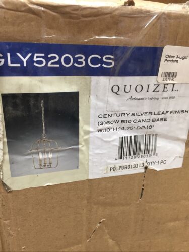 AS-IS SEE NOTES Quoizel GLY5203CS Close 3 Light Foyer Pendant Lantern - Silver (6922755145911)